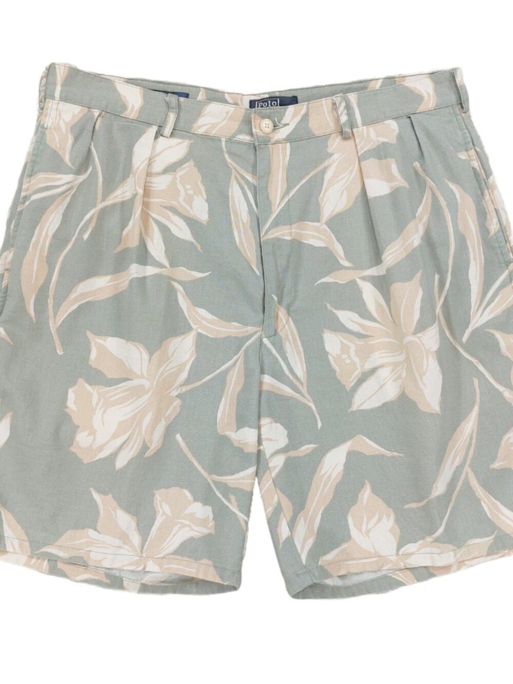 Vtg Polo Ralph Lauren Classic Golf Shorts Sz 35, Pleated, Cotton Linen, Floral